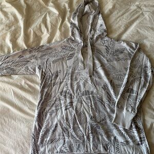 Gray Leaf Pattern Hoodie